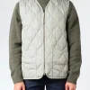 New - Military V-Neck Zip Down Vest in Dark Sage Green Women Outerwear | Outerwear