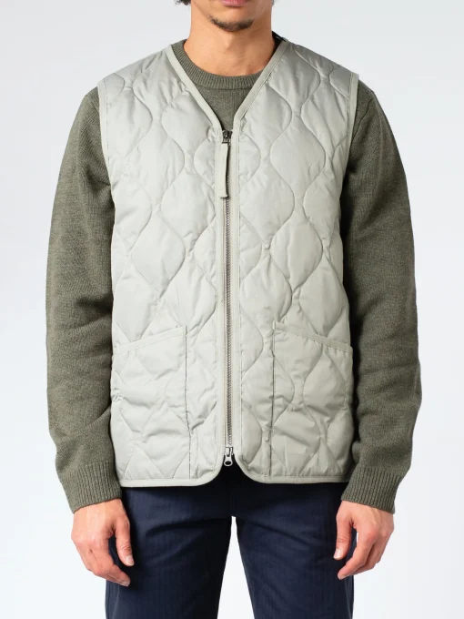 New - Military V-Neck Zip Down Vest in Dark Sage Green Women Outerwear | Outerwear