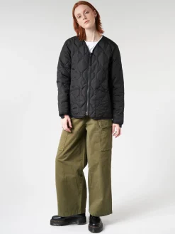Online - Military Zip V-Neck Down Jacket in Women Outerwear | Overalls & Jumpsuits