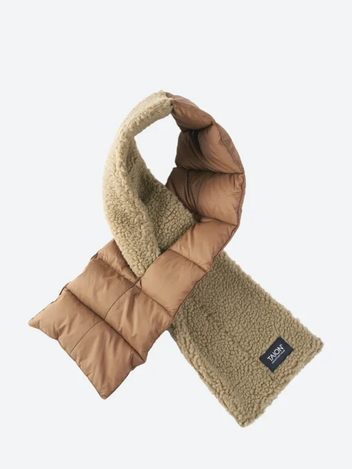 Best - Mountain Asymmetric Down x Boa Muffler in Light Brown and Beige Women Scarves | Scarves