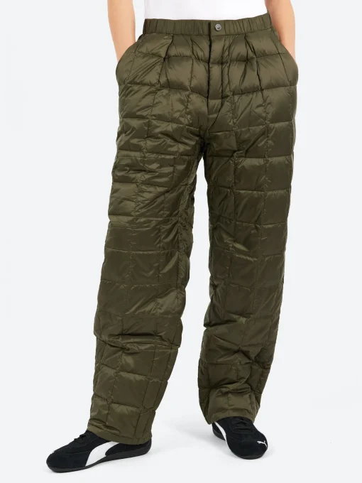 Outlet - Semi Wide Down Pants in Dark Olive Women Pants | Pants