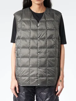 Hot - V-Neck Button Down Vest in Dark Charcoal Women Outerwear | Overalls & Jumpsuits