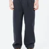 Clearance - Bill Wide Leg Trousers in Dark Navy Pants