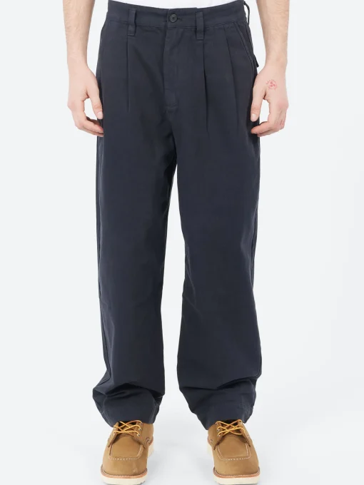 Clearance - Bill Wide Leg Trousers in Dark Navy Pants