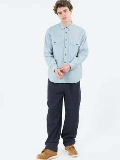 Clearance - Bill Wide Leg Trousers in Dark Navy Pants
