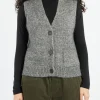 Online - Button Through Tank in Grey Melange Women Tops & Blouses | Knitwear