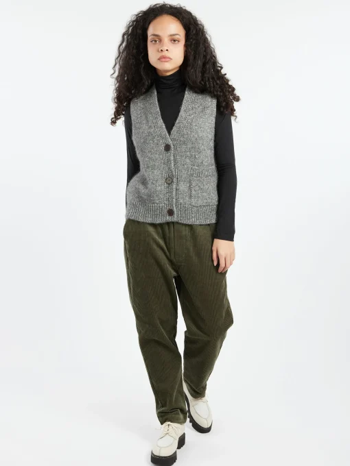 Online - Button Through Tank in Grey Melange Women Tops & Blouses | Knitwear