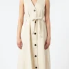 Best - Buttoned Canvas Dress in Wood Ash Women Overalls & Jumpsuits | Dresses