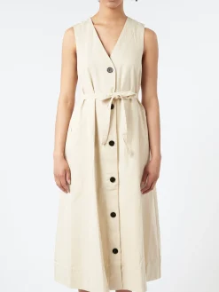 Best - Buttoned Canvas Dress in Wood Ash Women Overalls & Jumpsuits | Dresses