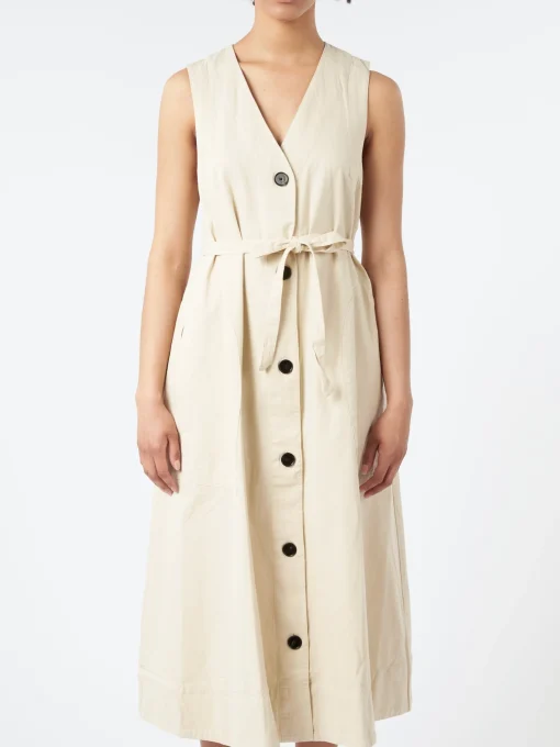 Best - Buttoned Canvas Dress in Wood Ash Women Overalls & Jumpsuits | Dresses