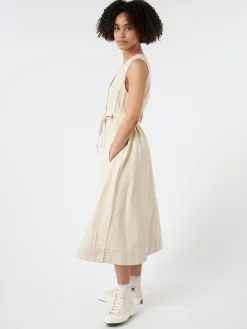 Best - Buttoned Canvas Dress in Wood Ash Women Overalls & Jumpsuits | Dresses