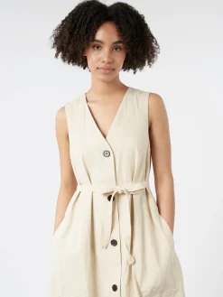 Best - Buttoned Canvas Dress in Wood Ash Women Overalls & Jumpsuits | Dresses