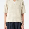 Fashion - Collared Slub Sweater in Women Tops & Blouses | Knitwear