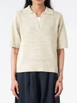 Fashion - Collared Slub Sweater in Women Tops & Blouses | Knitwear