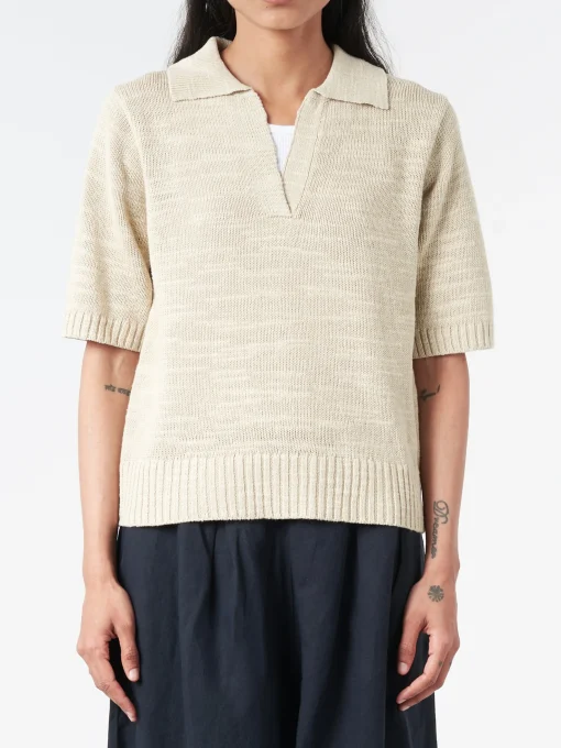 Fashion - Collared Slub Sweater in Women Tops & Blouses | Knitwear