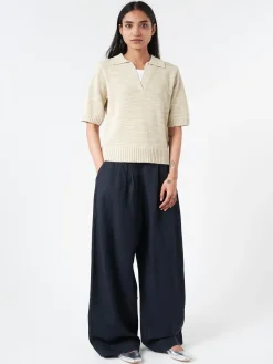 Fashion - Collared Slub Sweater in Women Tops & Blouses | Knitwear
