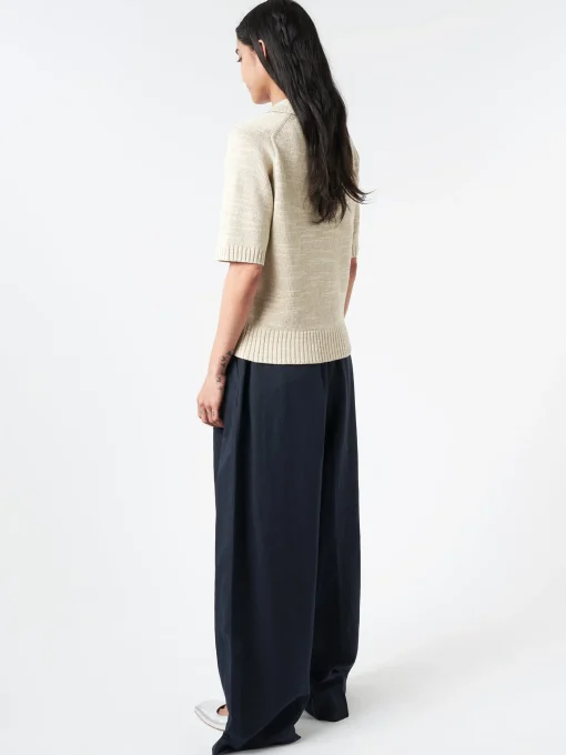 Fashion - Collared Slub Sweater in Women Tops & Blouses | Knitwear