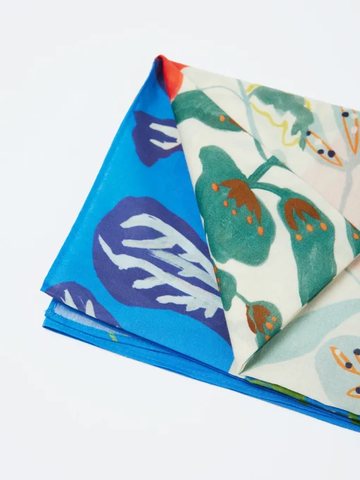 Hot - Foliage Print Bandana in Putty and Cornflower Women Belts