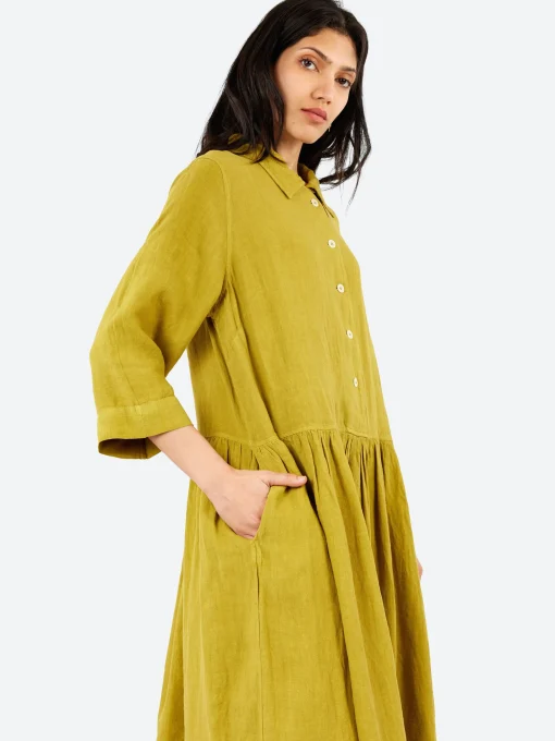 Clearance - Garment Dyed Linen Shirt Dress in Women Dresses