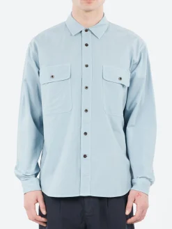 Outlet - Garment Dyed Oxford Workwear Shirt in Mist Blue Button-Ups