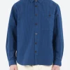 Fashion - Garment Dyed Stripe Workwear Shirt in Engineer Blue Button-Ups