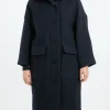 Clearance - Hooded Coat in Dark Navy Women Outerwear