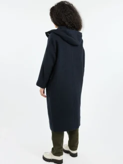 Clearance - Hooded Coat in Dark Navy Women Outerwear