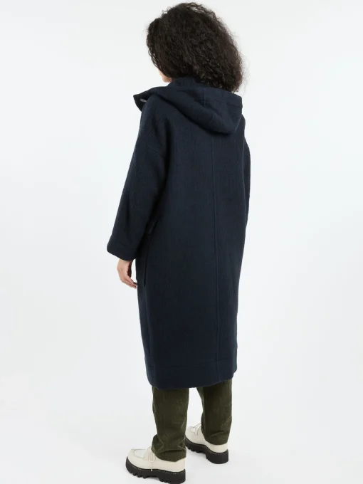 Clearance - Hooded Coat in Dark Navy Women Outerwear