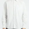 Best - Jet Pocket Fine Stripe Shirt in Ecru and Charcoal Button-Ups