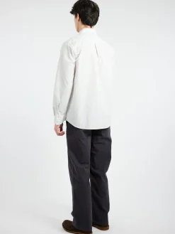 Best - Jet Pocket Fine Stripe Shirt in Ecru and Charcoal Button-Ups