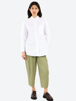 Outlet - Minako Garment Dyed Linen Trousers in Light Sage Women Pants