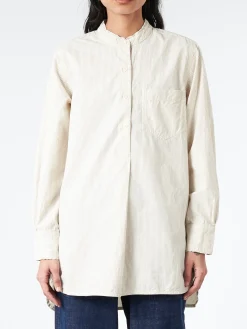 Sale - Taro Stripe Poplin Shirt in Sunwashed Blue Women Tops & Blouses