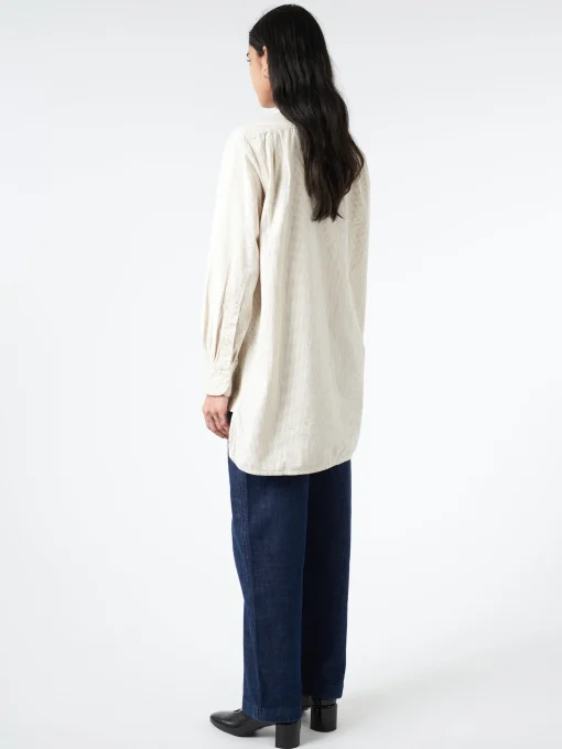 Sale - Taro Stripe Poplin Shirt in Sunwashed Blue Women Tops & Blouses