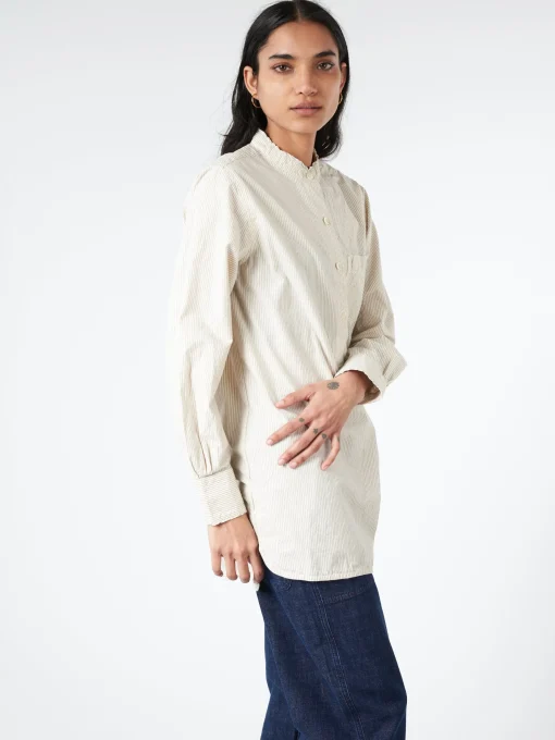 Sale - Taro Stripe Poplin Shirt in Sunwashed Blue Women Tops & Blouses