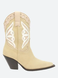 Fashion - 12371 in Beige Suede and White Le Women Heels | Boots