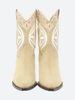 Fashion - 12371 in Beige Suede and White Le Women Heels | Boots