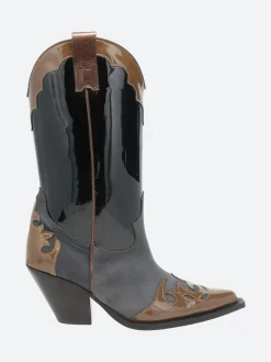 Best - 12357 in Brn Pat and Gry Sue and Black Women Heels | Boots