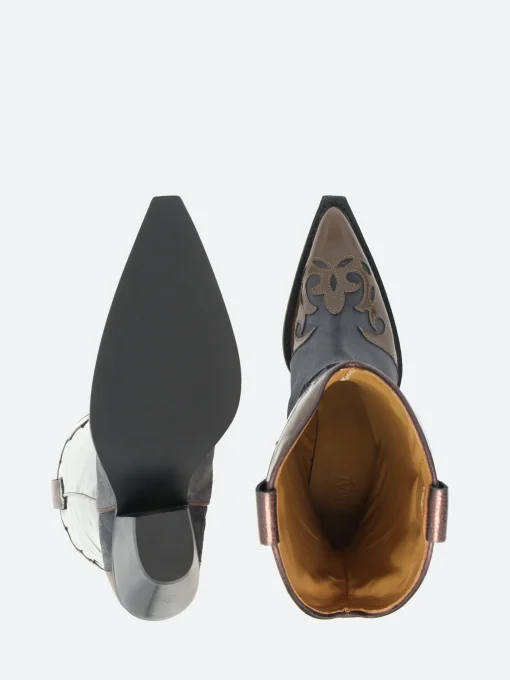 Best - 12357 in Brn Pat and Gry Sue and Black Women Heels | Boots