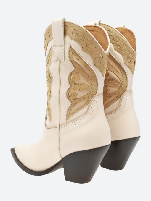 Clearance - 12371 in White and Beige Women Heels | Boots
