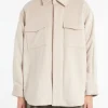 Discount - Baggy Shirt Jacket in Off Gray Women Overalls & Jumpsuits | Outerwear