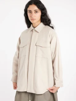 Discount - Baggy Shirt Jacket in Off Gray Women Overalls & Jumpsuits | Outerwear