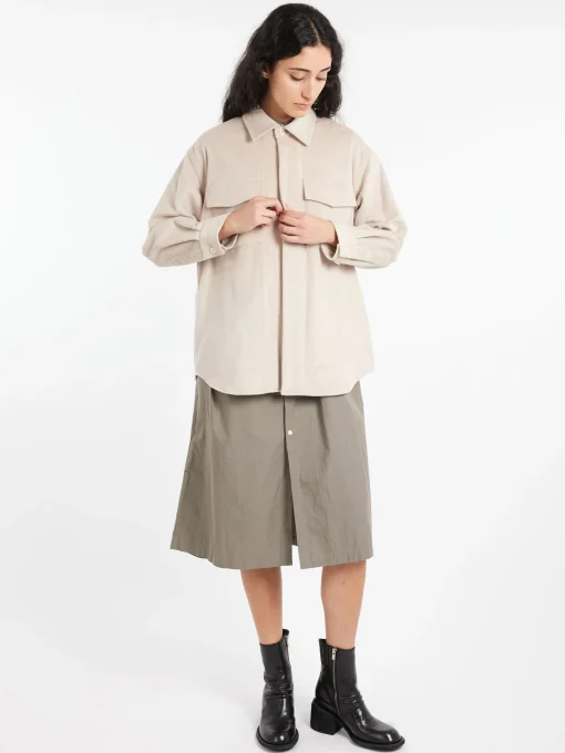 Discount - Baggy Shirt Jacket in Off Gray Women Overalls & Jumpsuits | Outerwear