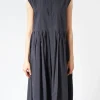 Clearance - Pleated Shirt Dress in Black Navy Women Dresses