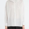 Discount - Ruffle Collar Baggy Shirt in Smoke White Women Tops & Blouses | Button-Ups
