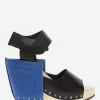 Sale - Wood Stand in Black and Cobalt Women Sandals | Heels