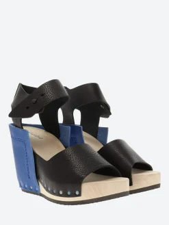 Sale - Wood Stand in Black and Cobalt Women Sandals | Heels