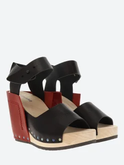 New - Wood Stand in Black and Red Women Sandals | Heels