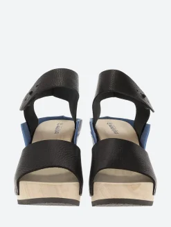 Sale - Wood Stand in Black and Cobalt Women Sandals | Heels