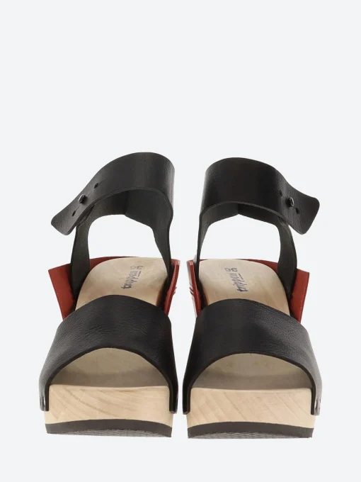 New - Wood Stand in Black and Red Women Sandals | Heels