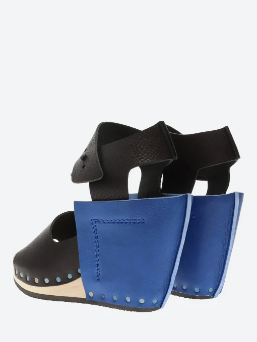 Sale - Wood Stand in Black and Cobalt Women Sandals | Heels